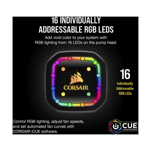 CORSAIR CW-9060043-WW iCUE H100i RGB PRO XT Liquid CPU Cooler with Dual 120mm Fans - Image 4
