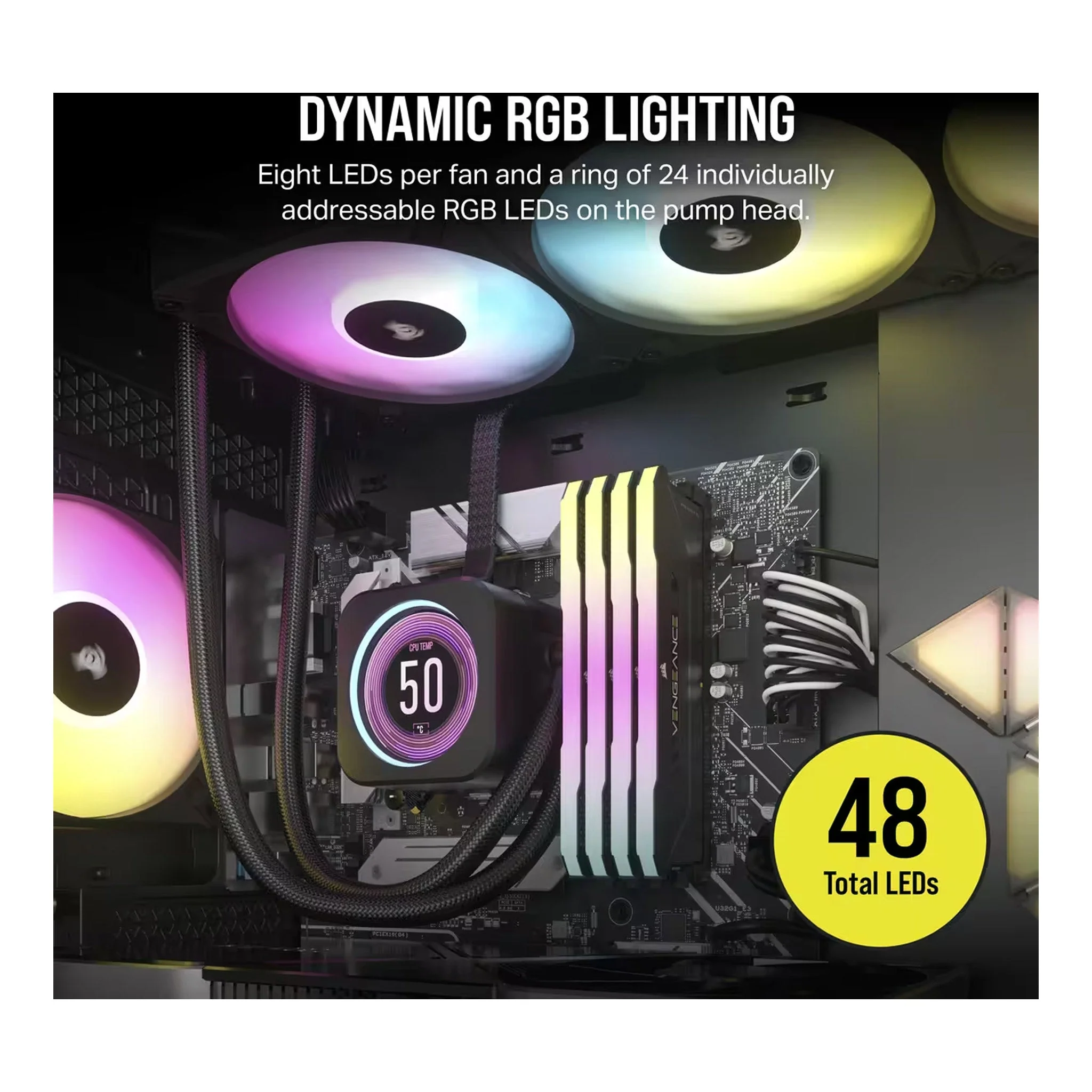 CORSAIR CW-9060075-WW 360mm Radiator iCUE H150i ELITE LCD XT Display Liquid CPU Cooler - Image 6