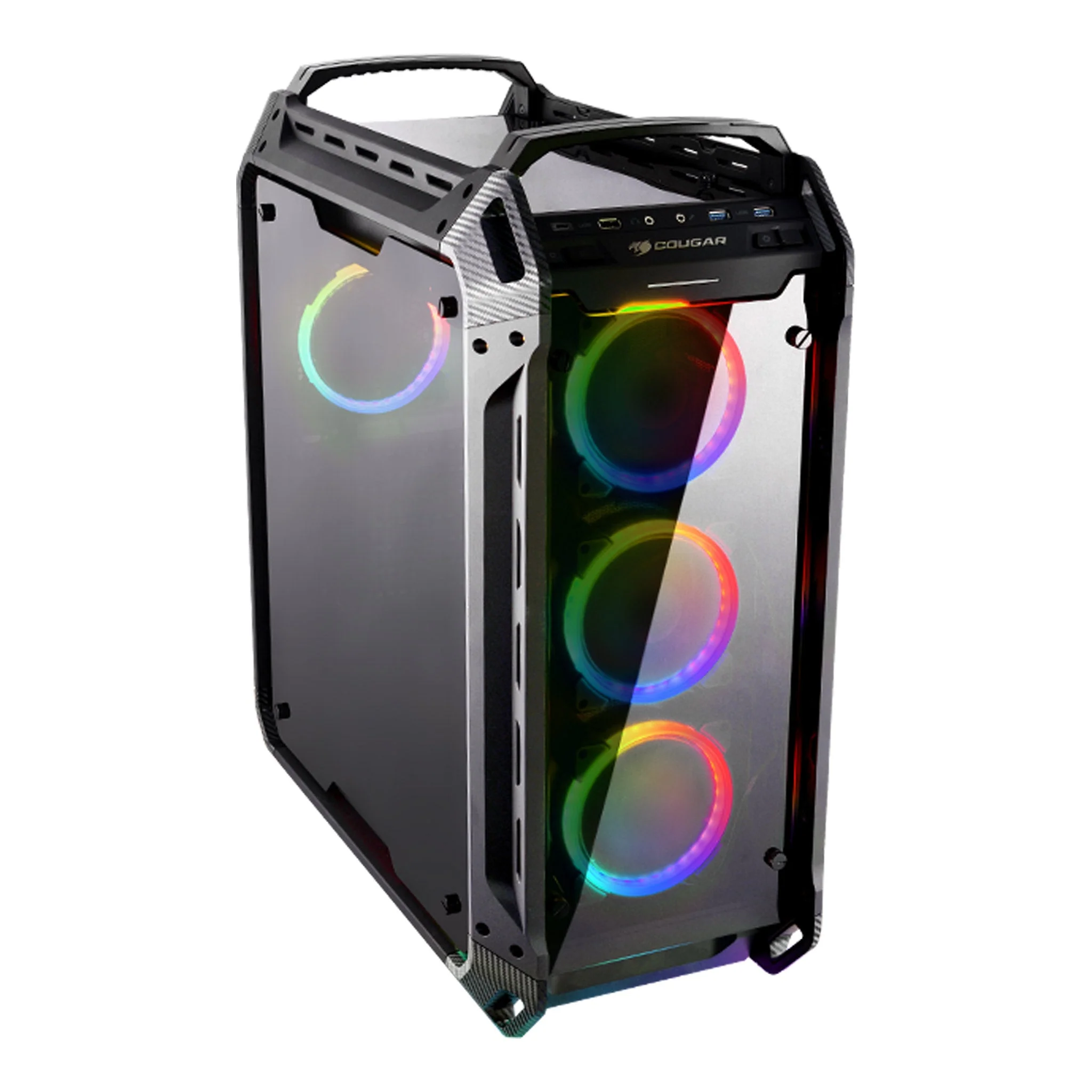COUGAR PANZER EVO RGB Black LED Tempered Glass Full-Tower ATX Gaming Case with Lighting Remote Control and 4x Vortex ARGB 120mm Fans