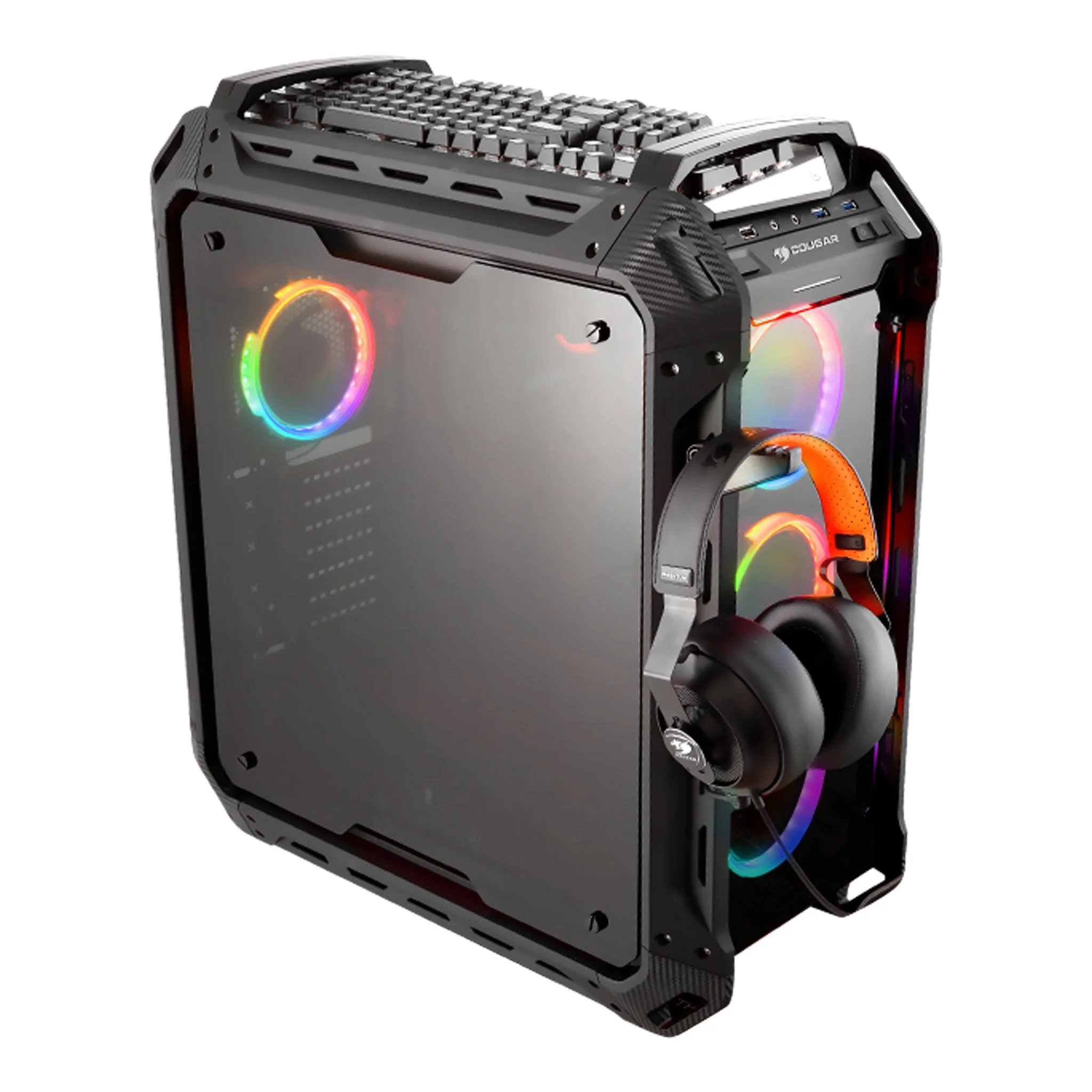 COUGAR PANZER EVO RGB Black LED Tempered Glass Full-Tower ATX Gaming Case with Lighting Remote Control and 4x Vortex ARGB 120mm Fans - Image 5