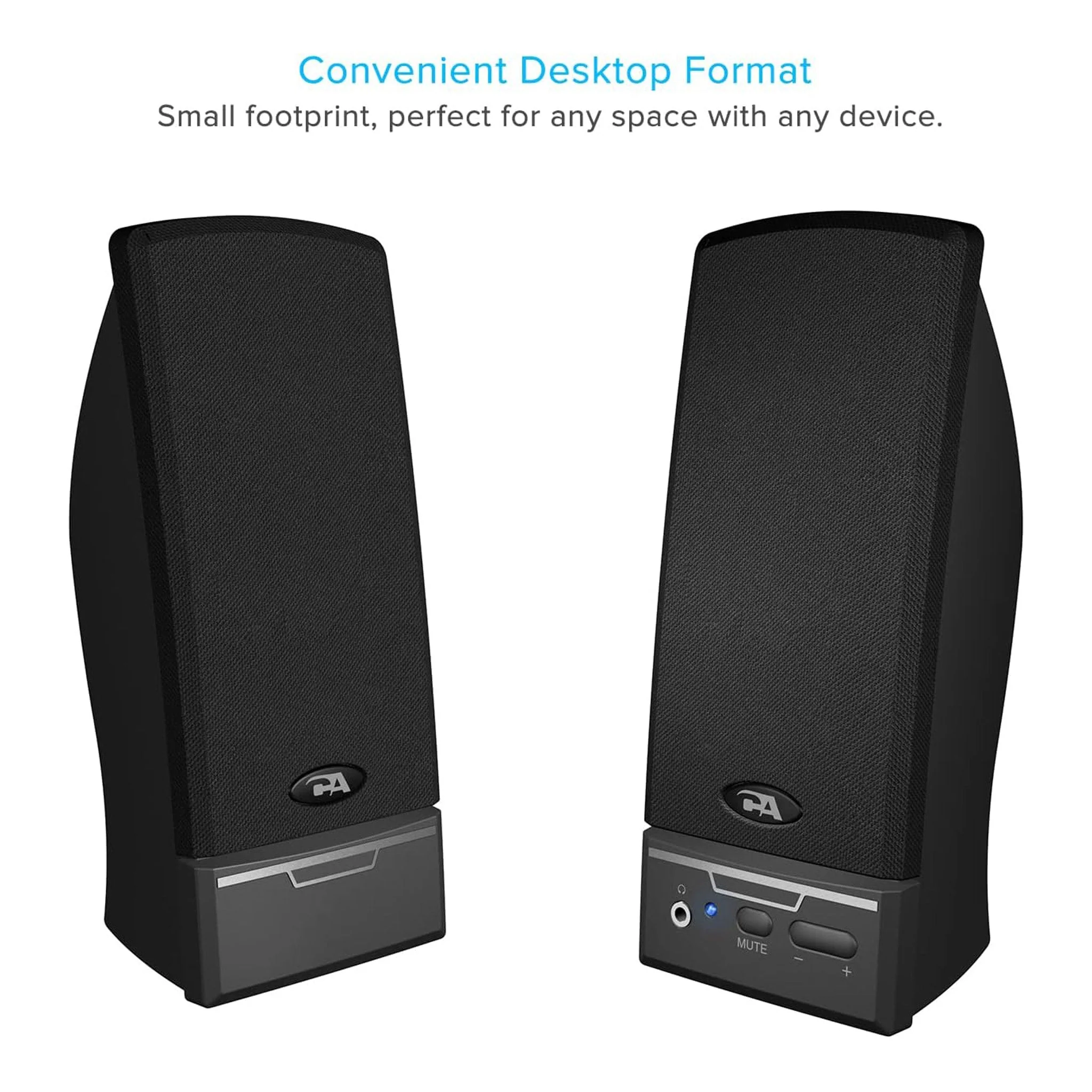 Cyber Acoustics CA-2014USB USB 2.0 Stereo Desktop Speakers - Black - Image 2