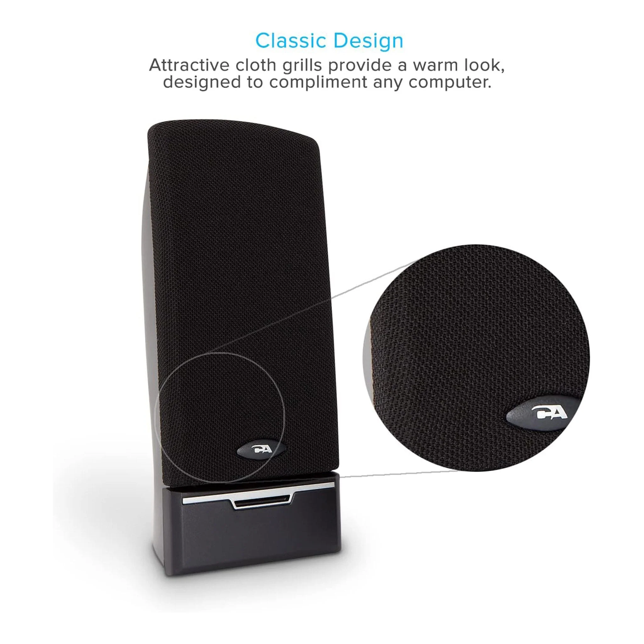 Cyber Acoustics CA-2014USB USB 2.0 Stereo Desktop Speakers - Black - Image 3