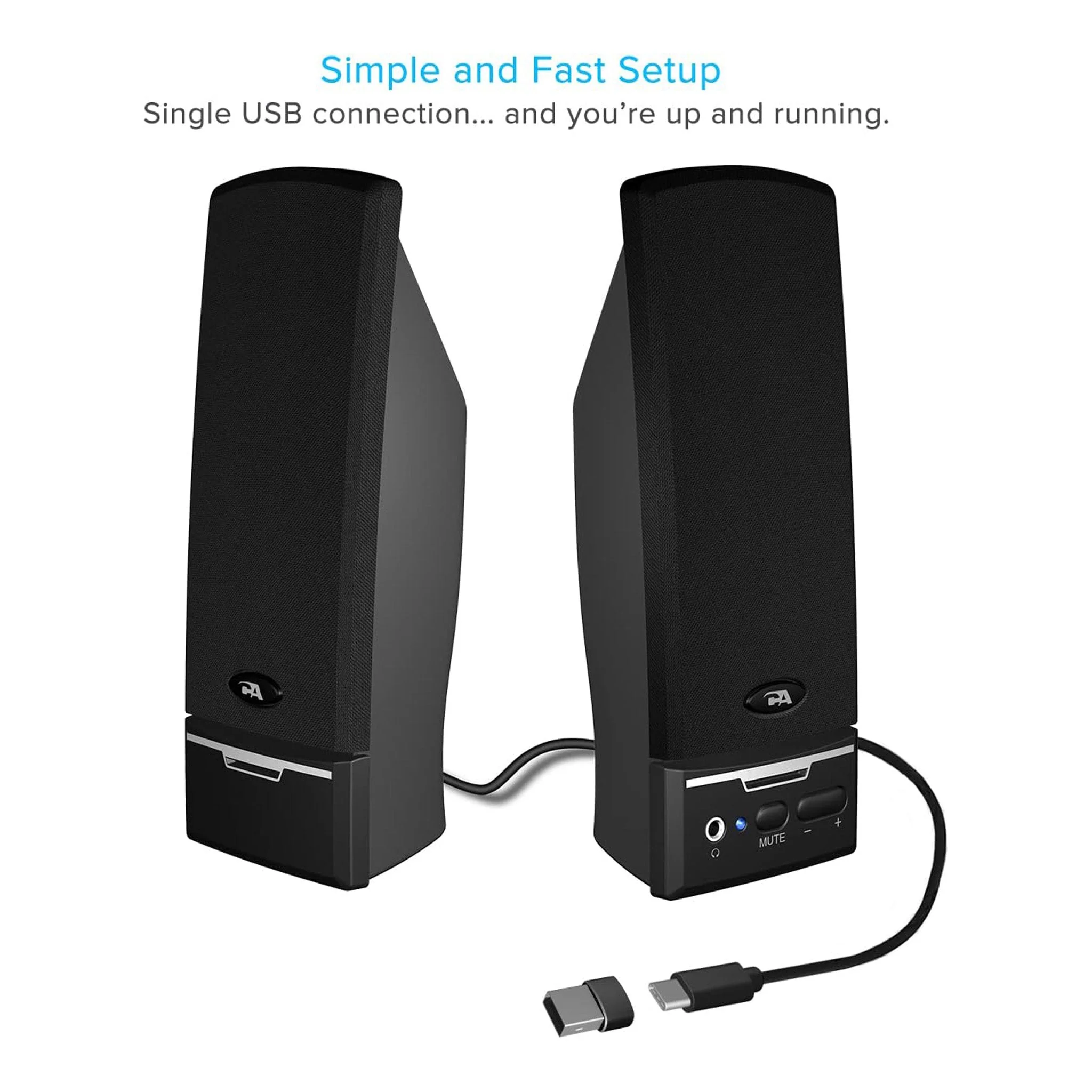 Cyber Acoustics CA-2014USB USB 2.0 Stereo Desktop Speakers - Black - Image 5