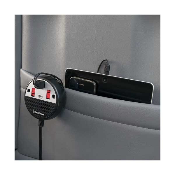 CyberPower CPS160PPB2U 160W DC Power Inverter with 2 AC Outlets and 2 USB-A Charging Ports 4ft Power Cord - Image 3