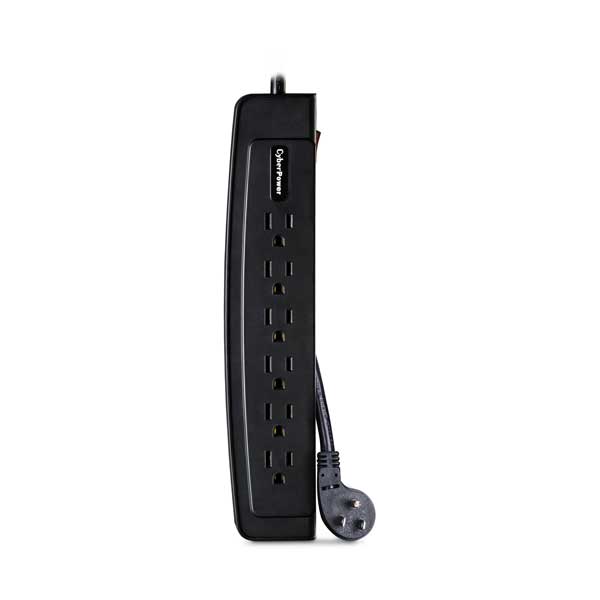 CyberPower CSP606T 6-Outlet Professional Surge Protector with 1350 Joules 15 Amp Protection and 6ft Right Angle Power Cord