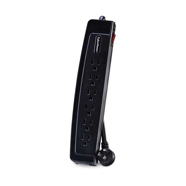 CyberPower CSP606T 6-Outlet Professional Surge Protector with 1350 Joules 15 Amp Protection and 6ft Right Angle Power Cord - Image 2