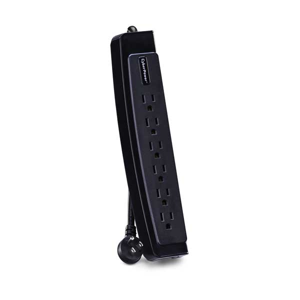 CyberPower CSP606T 6-Outlet Professional Surge Protector with 1350 Joules 15 Amp Protection and 6ft Right Angle Power Cord - Image 3