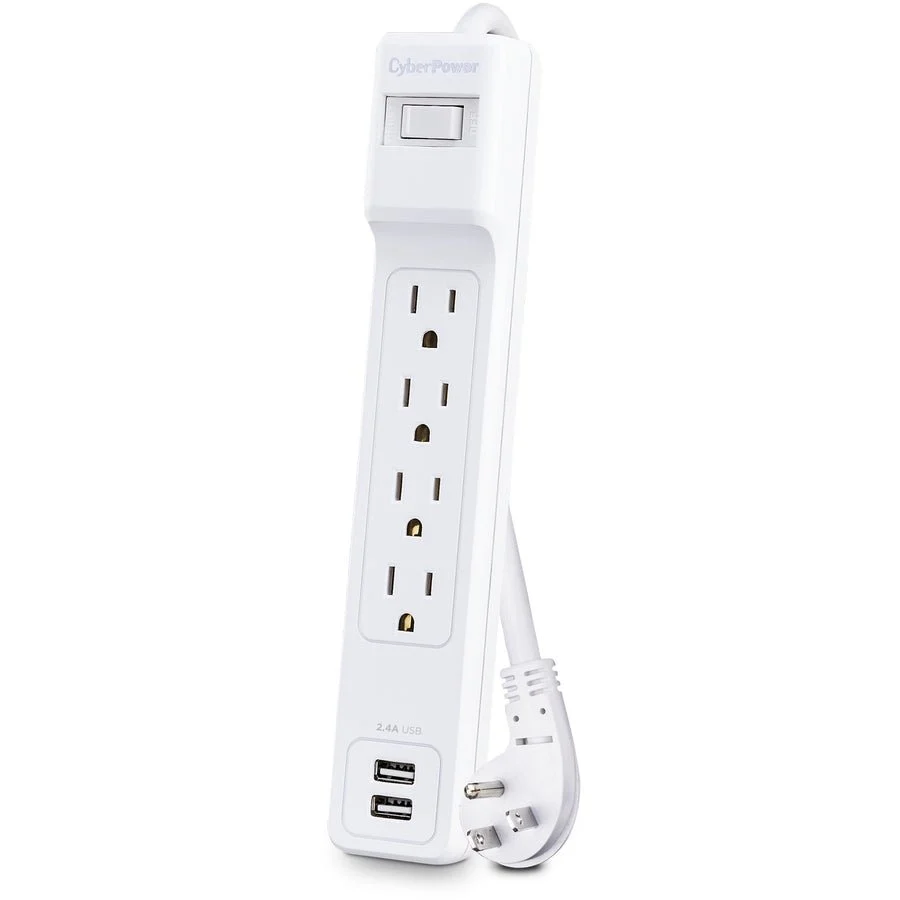 CyberPower P403URC1 4-Outlet Home Office Surge Protection with 500 Joules 15 AMP and 3ft Right Angle Power Cord