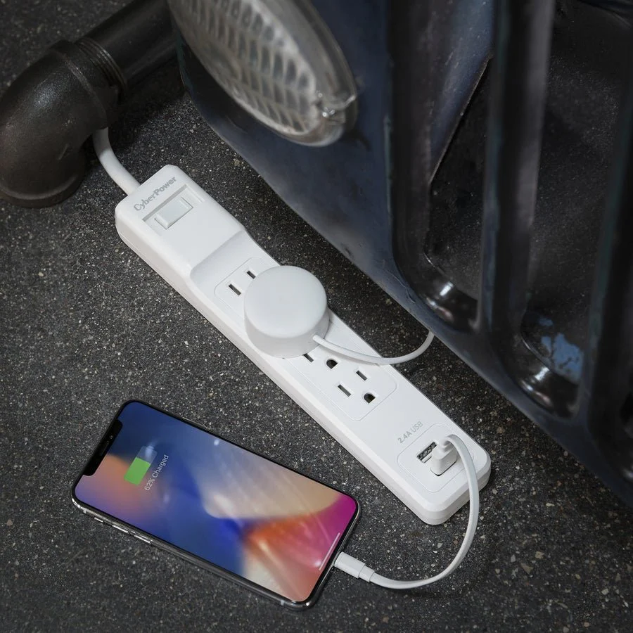 CyberPower P403URC1 4-Outlet Home Office Surge Protection with 500 Joules 15 AMP and 3ft Right Angle Power Cord - Image 2