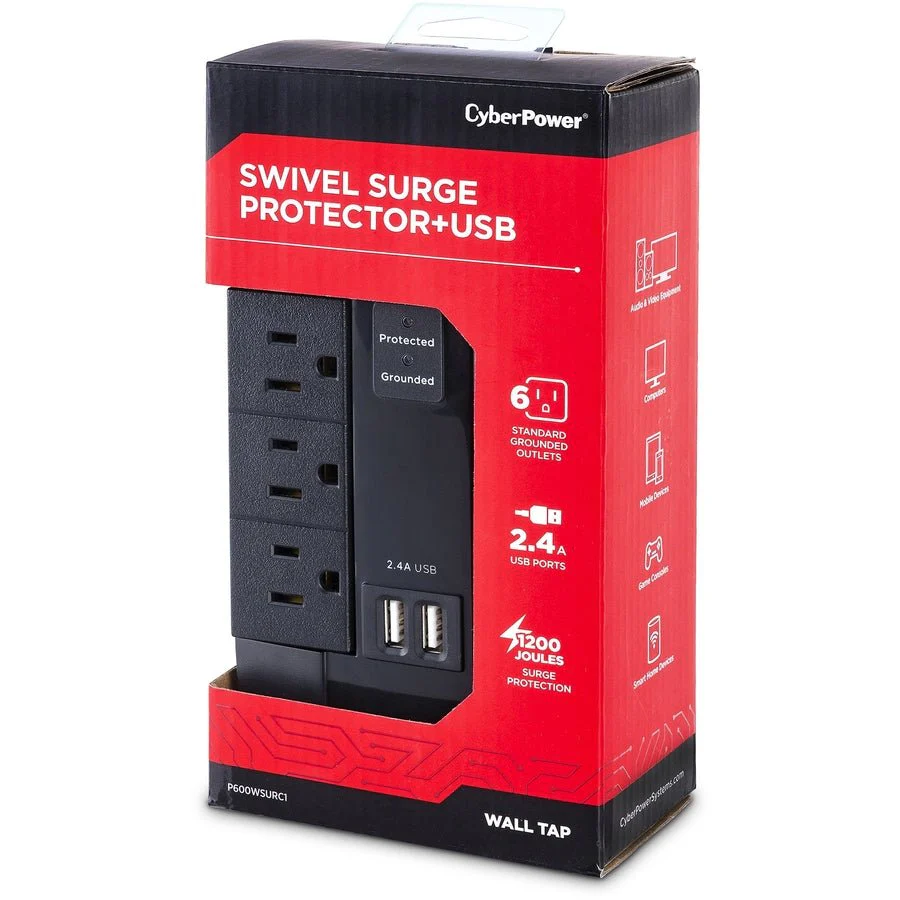 CyberPower Home Office 6 Outlet + 2 USB Port Surge Protector - Image 3