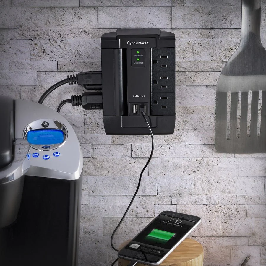 CyberPower Home Office 6 Outlet + 2 USB Port Surge Protector - Image 5