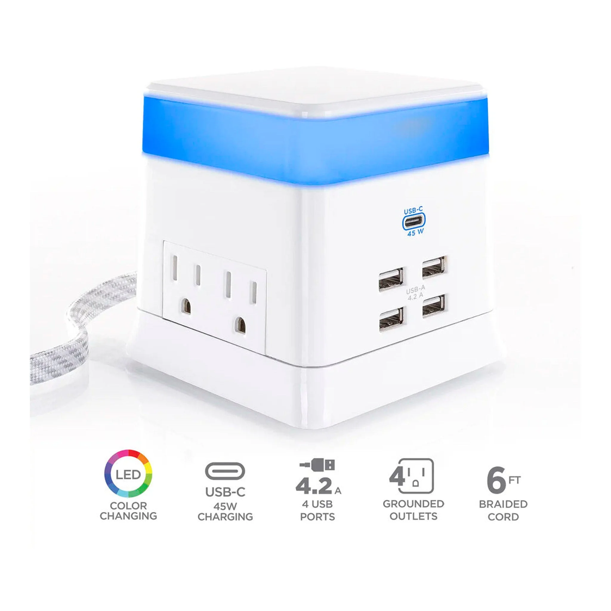 CyberPower PS406UC 400J 45W USB-C 4.2A USB-A Home Office Power Station with Surge Protection - Image 2
