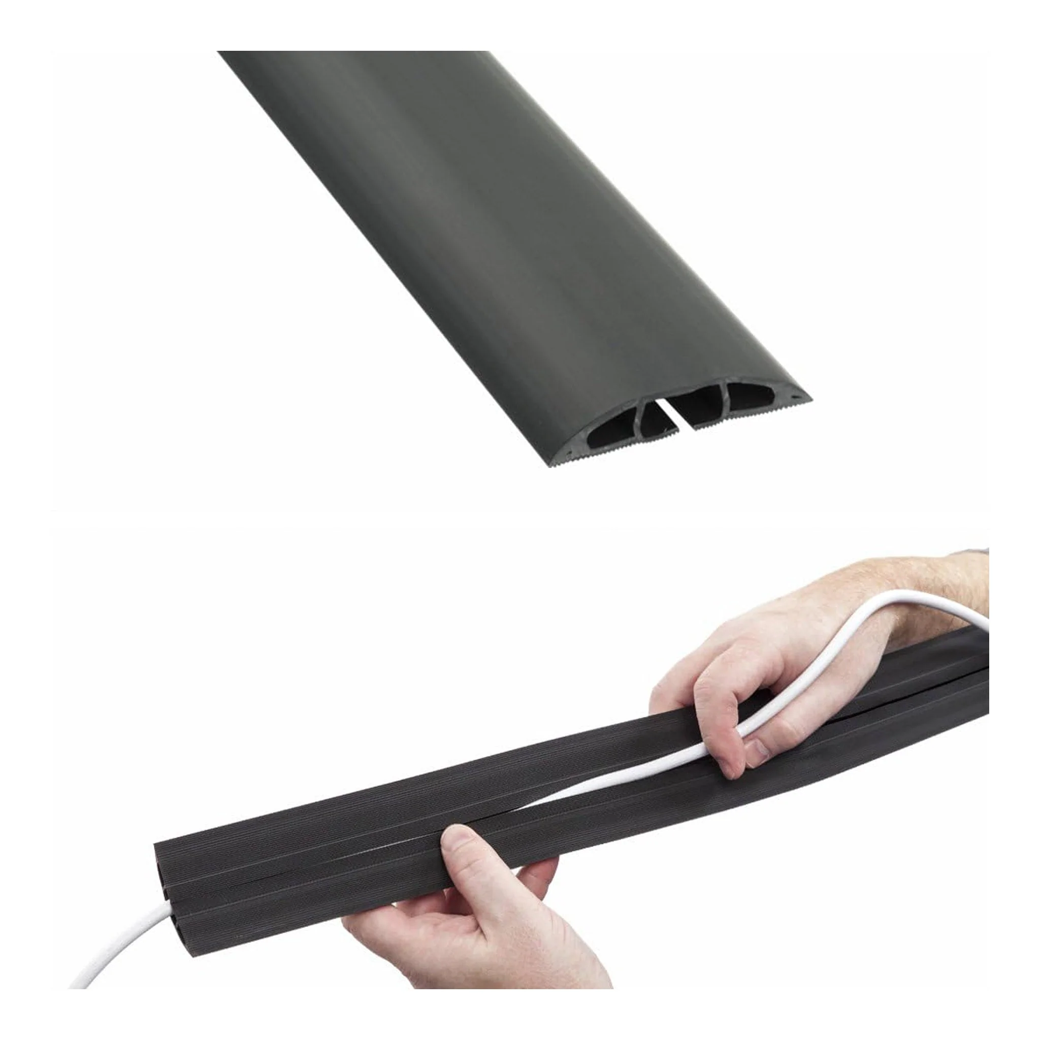 D-Line US/CC-1 6ft Light Duty Floor Cord Cover - Black - Image 4