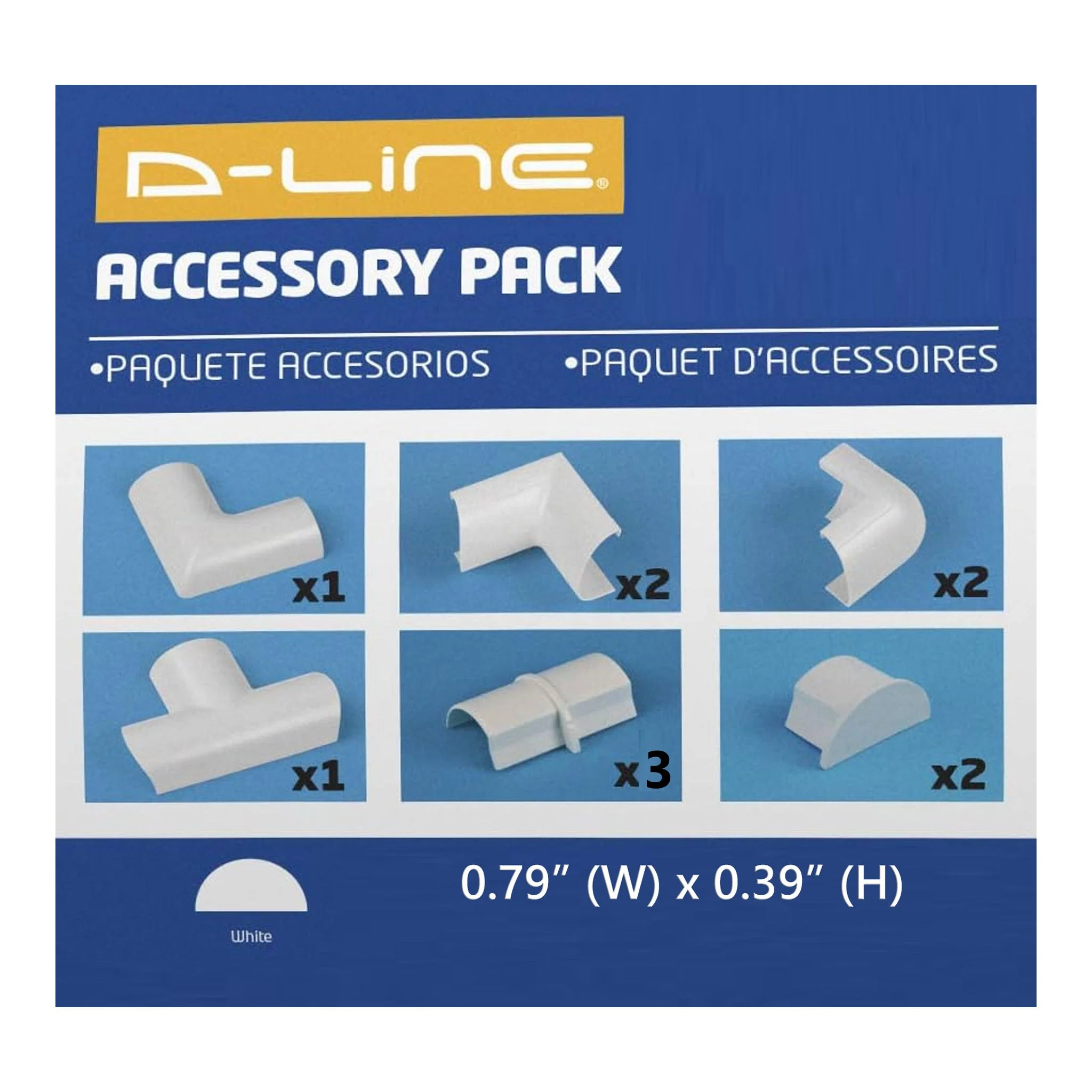 D-Line US/CLOAP2010W 13-Piece Cable Raceway Accessory Multipack - White - Image 2
