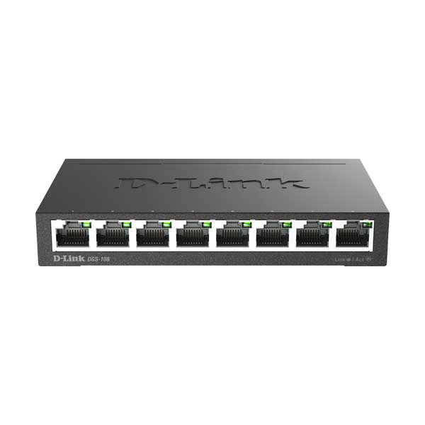 D-Link 8-Port Gigabit Unmanaged Desktop Switch | Metal Housing | QoS | Plug & Play (DGS-108)