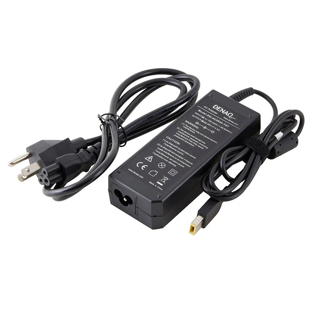 DENAQ DQ-AC2045-YST 20V 4.5A Yellow Square Tip AC Adapter for Lenovo Laptops