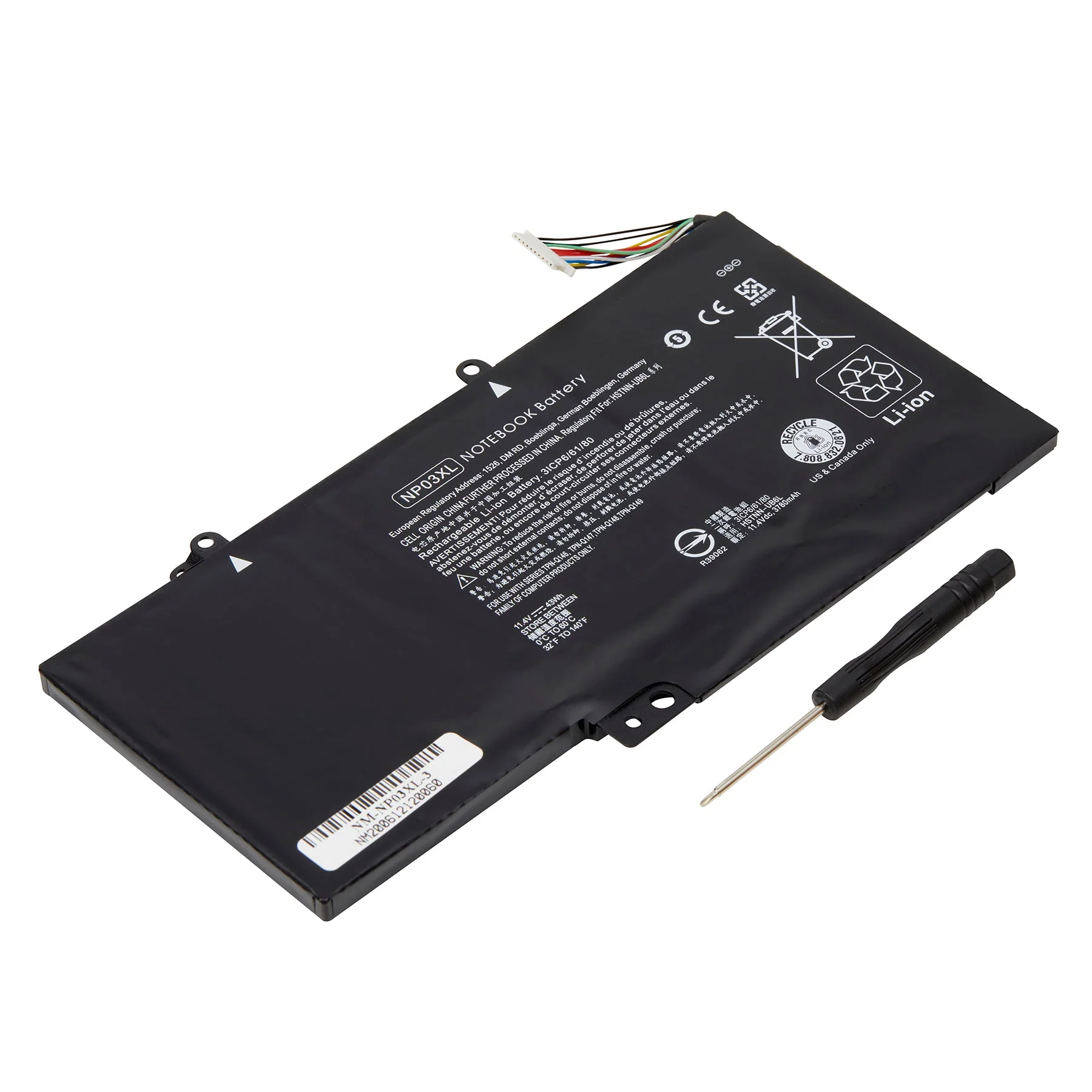 DENAQ NM-NP03XL 11.4 volt 3800 mAh Lithium Ion battery fits the HP HSTNN-LB6L Laptop