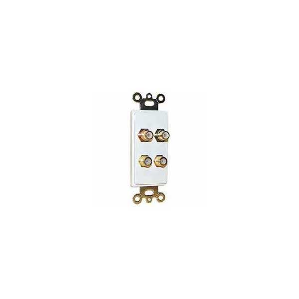 Designer Style Wall Plate Insert - 2 Gold RCA Jacks + (2) F-81 Connectors