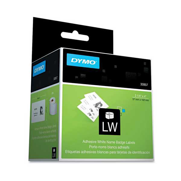 DYMO 30857 Labelwriter Name Badge Labels, 2-1/4" x 4", LW, 250 Labels