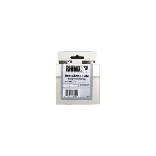 DYMO Rhino 18055 1/2" Heat Shrink Tubing, Black On White, 3:1, IND, 5FT