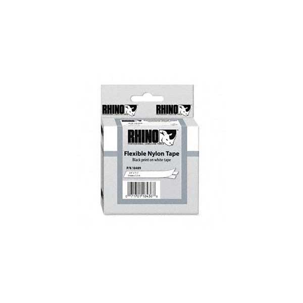 DYMO Rhino 18489 3/4" Flexible Nylon Label Tape, Black On White, IND, 11.5FT