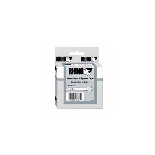DYMO Rhino 18484 3/4" Permanent Polyester Label Tape, Black On White, IND, 18FT