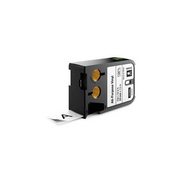 DYMO Rhino 1868753 1" All-Purpose Vinyl Label Tape, Black on White, XTL, 23FT
