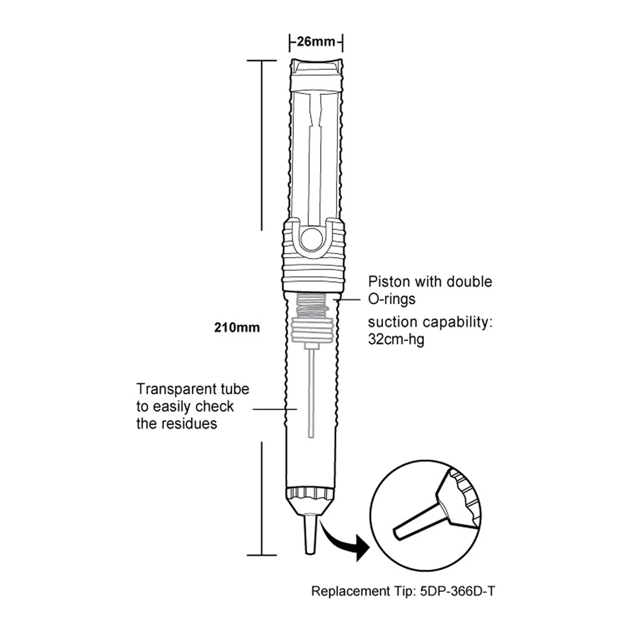 Eclipse Tools DP-366J Transparent Desoldering Pump - Image 2