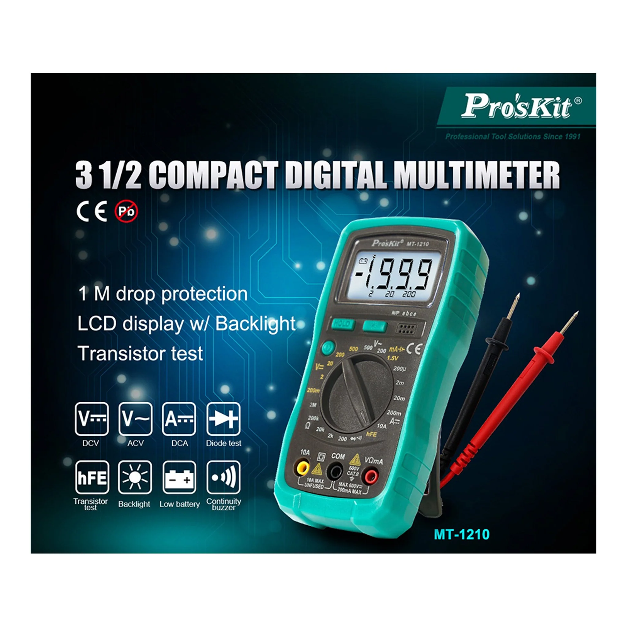 Eclipse Tools MT-1210 3 1/2 Digital Multimeter with LCD Display and Backlight - Image 3