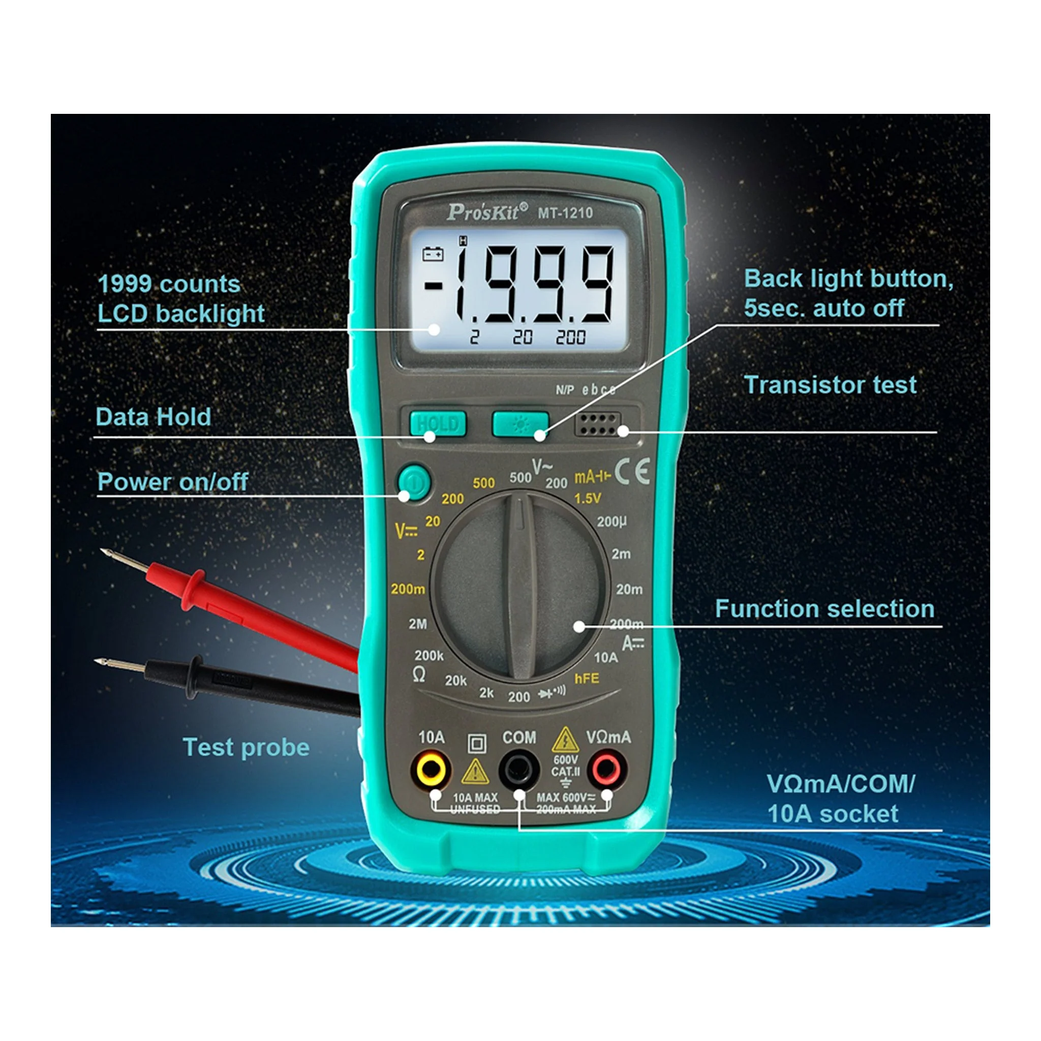 Eclipse Tools MT-1210 3 1/2 Digital Multimeter with LCD Display and Backlight - Image 4