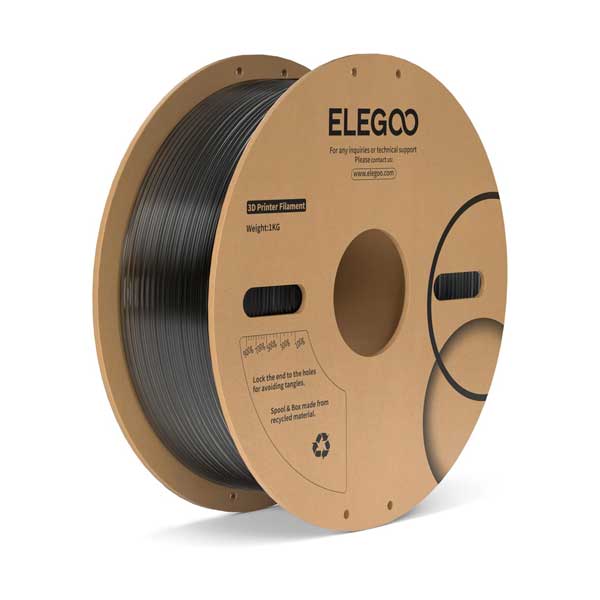 ELEGOO 1.75mm 1KG PLA+ 3D Printer Filament - Black (PLA-PLUS-175-BK-1KG)