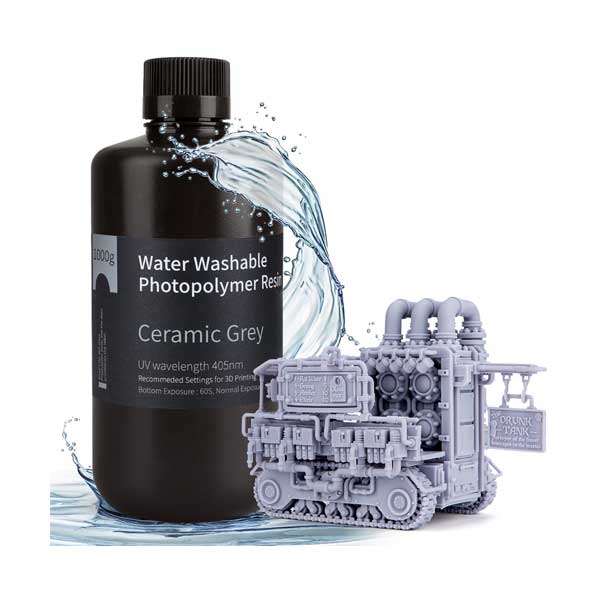 ELEGOO 1kg 405nm Water-Washable Resin - Grey (WW-RESIN-GY-1KG)