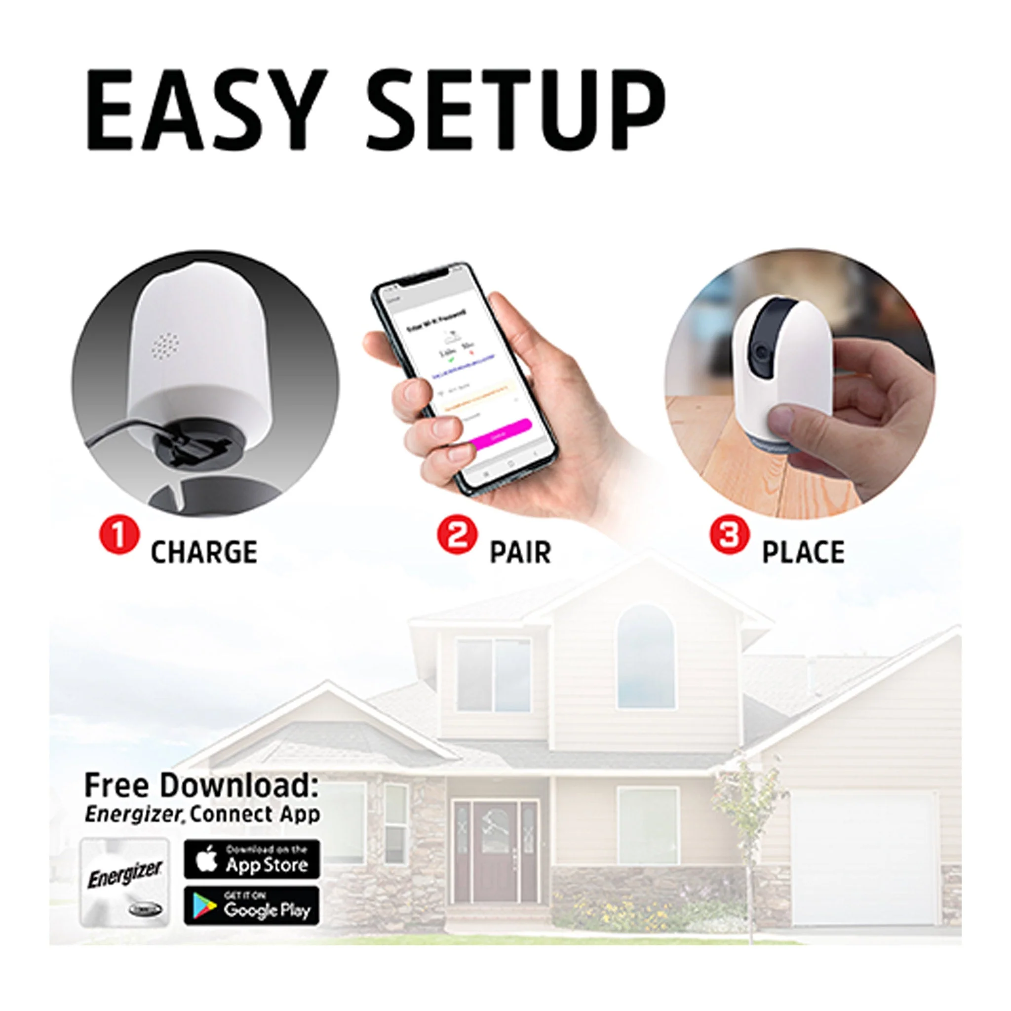 Energizer EIP1-1004-WHT White Smart Wifi 1080p Pan & Tilt Indoor Video Camera - Image 6