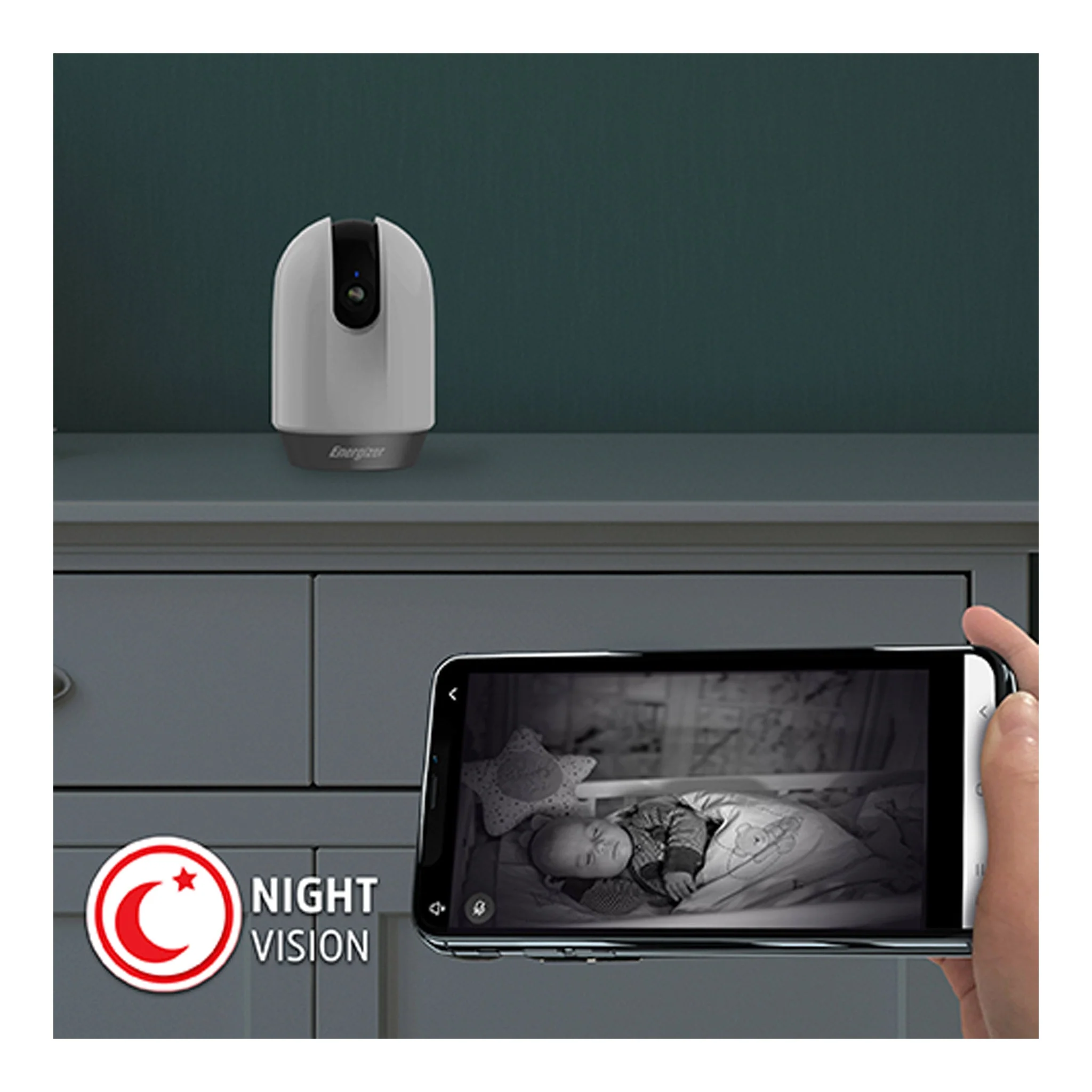 Energizer EIP1-1004-WHT White Smart Wifi 1080p Pan & Tilt Indoor Video Camera - Image 8
