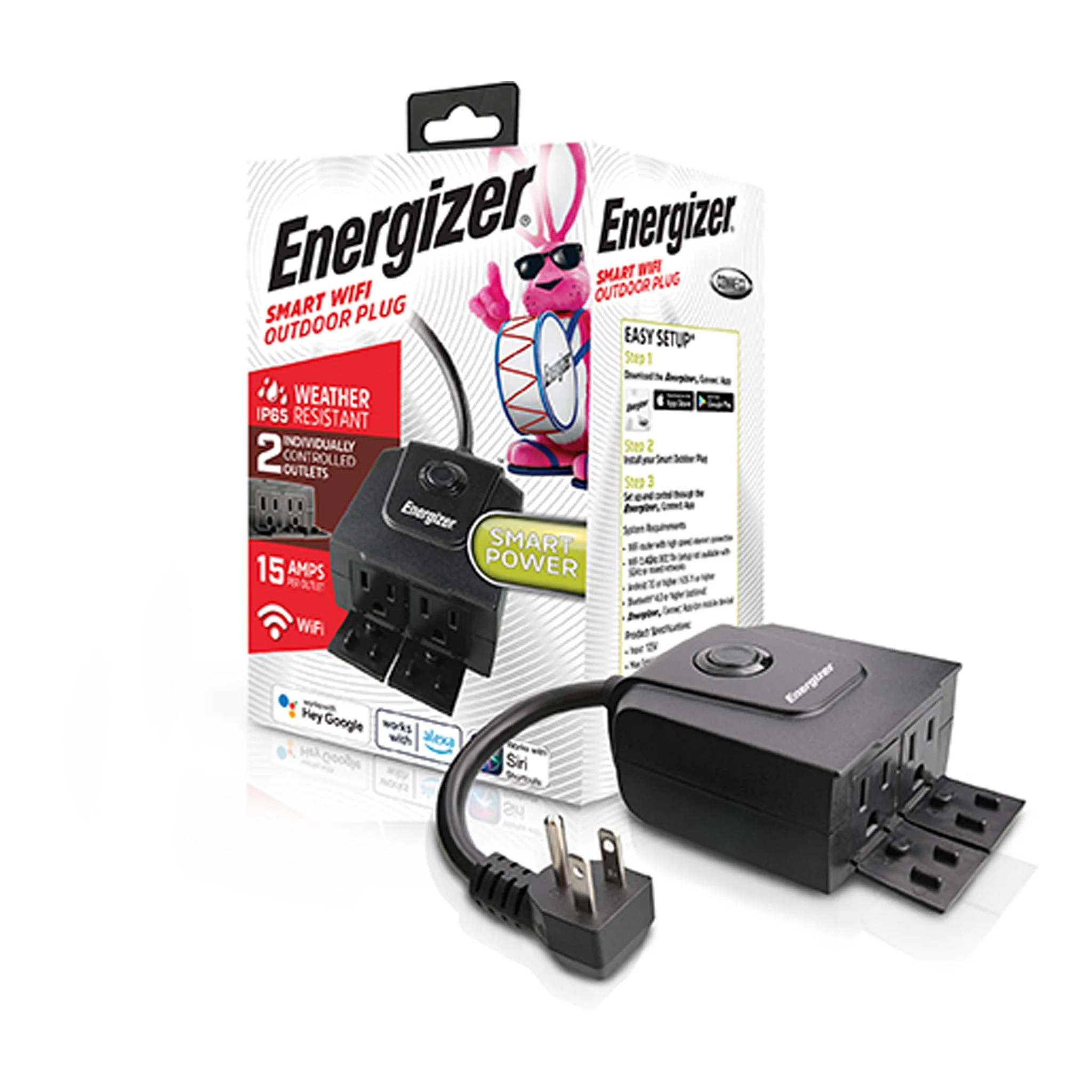 Energizer EOX3-1002-BLK 2nd Gen Smart Wi-Fi Outdoor Plug