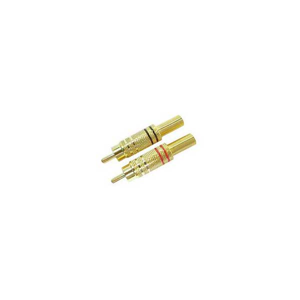 Gold RCA Plug w/ Spring Relief (1 Pair, Black / Red)