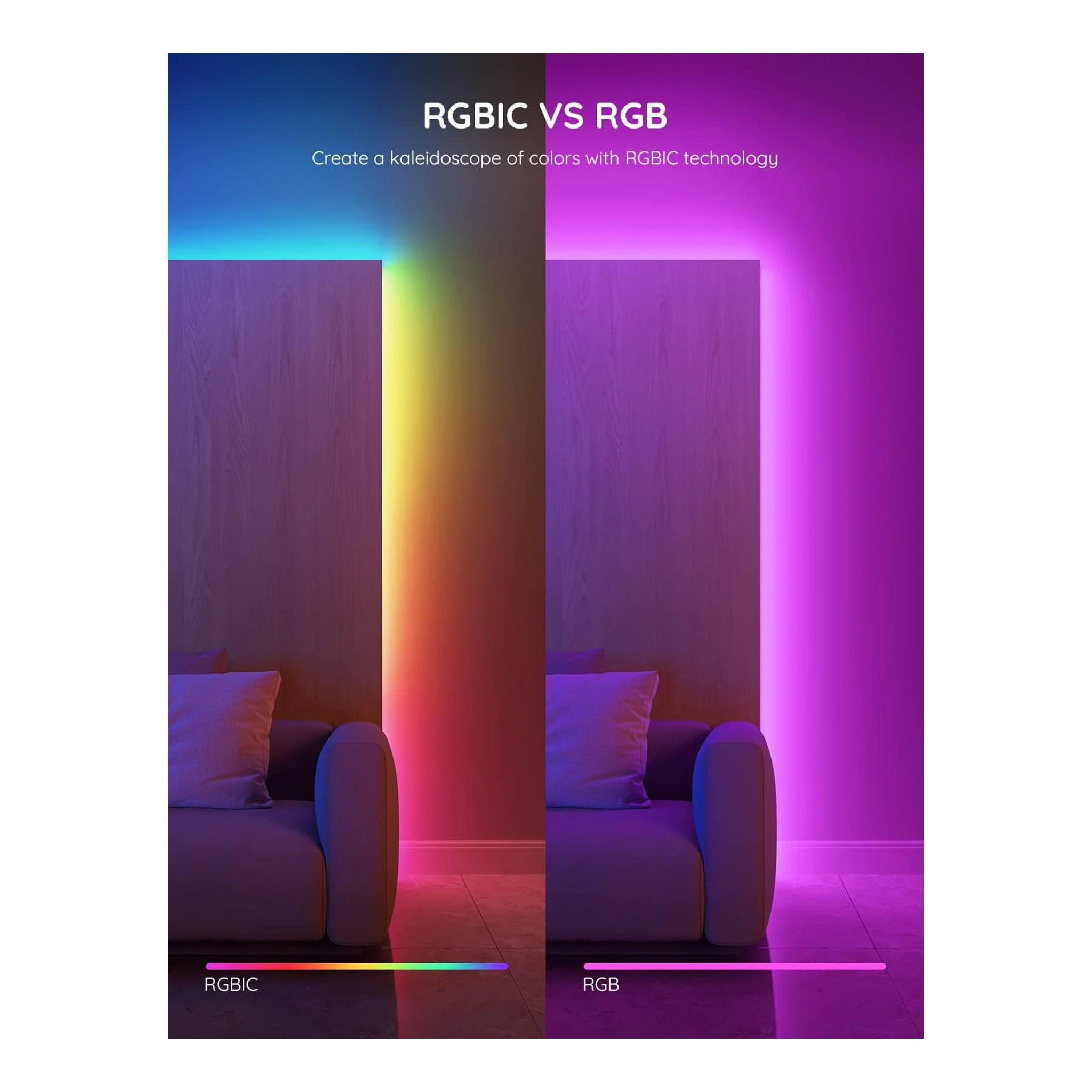 Govee H617C1D1 32.8ft Indoor RGBIC Smart LED Strip Lights - Image 2