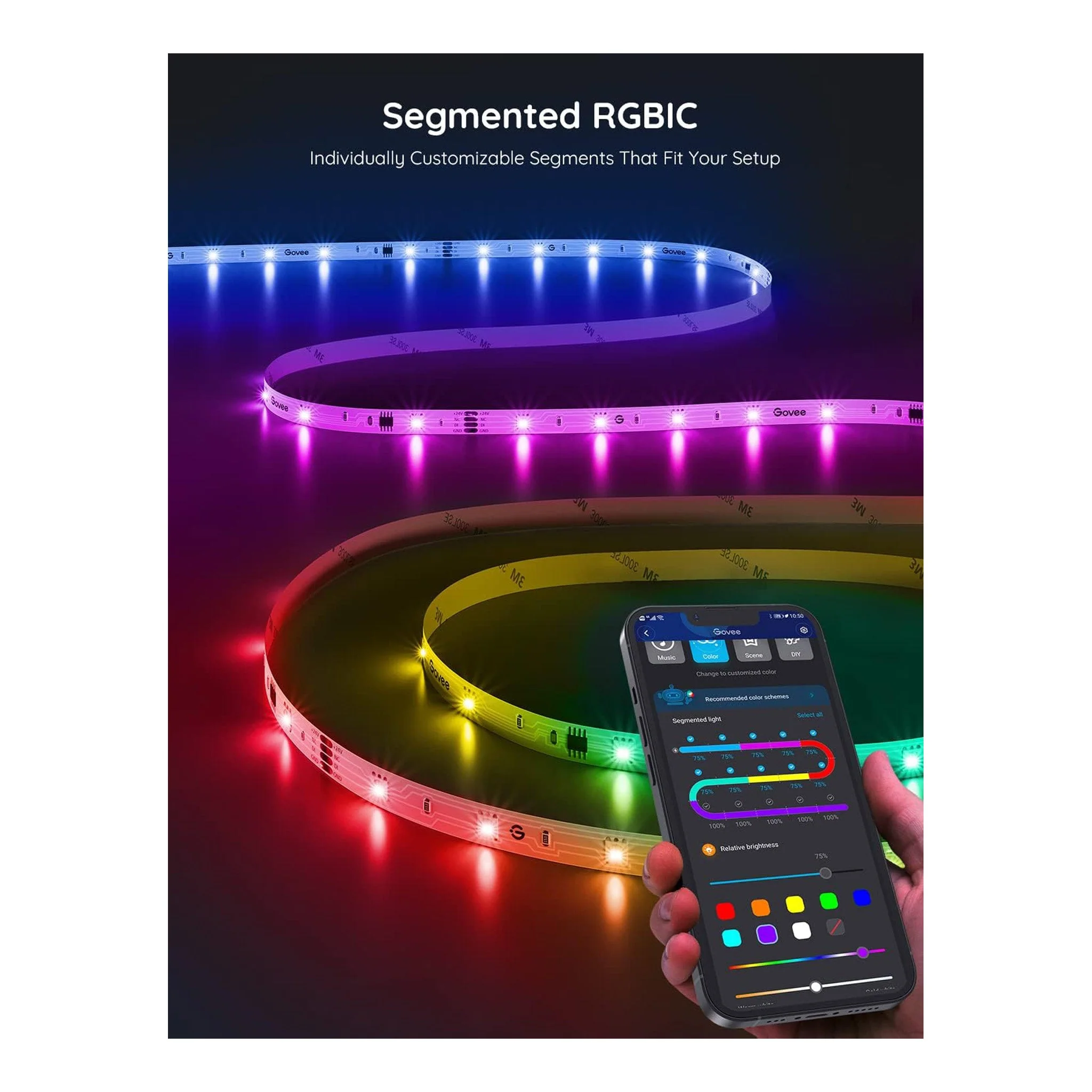 Govee H617C1D1 32.8ft Indoor RGBIC Smart LED Strip Lights - Image 3