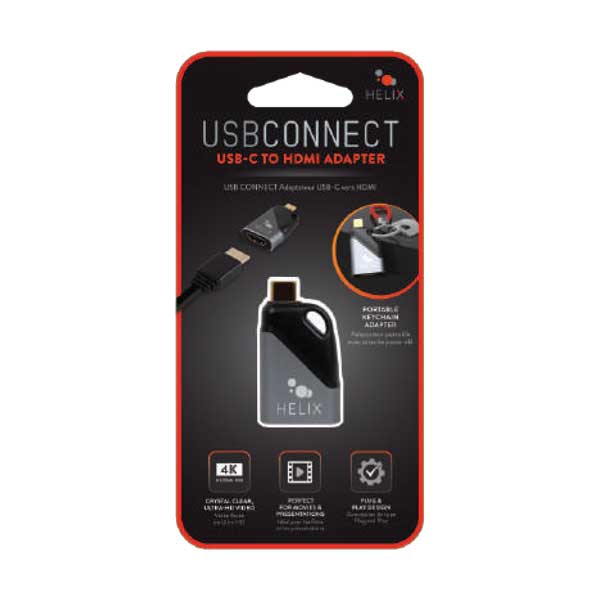 Helix ETHADPMCH USB CONNECT 4K USB-C to HDMI Keychain Travel Adapter