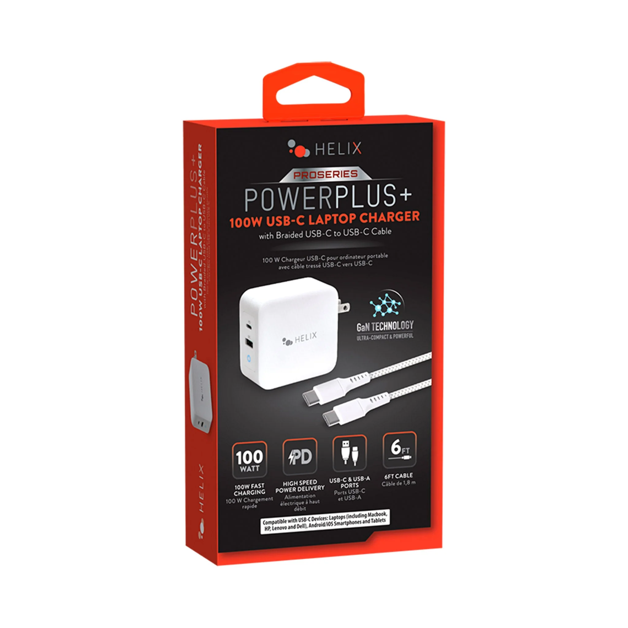 Helix ETHNBC100 100W USB-C Laptop Charger with 6ft Braided USB-C Cable - Image 2