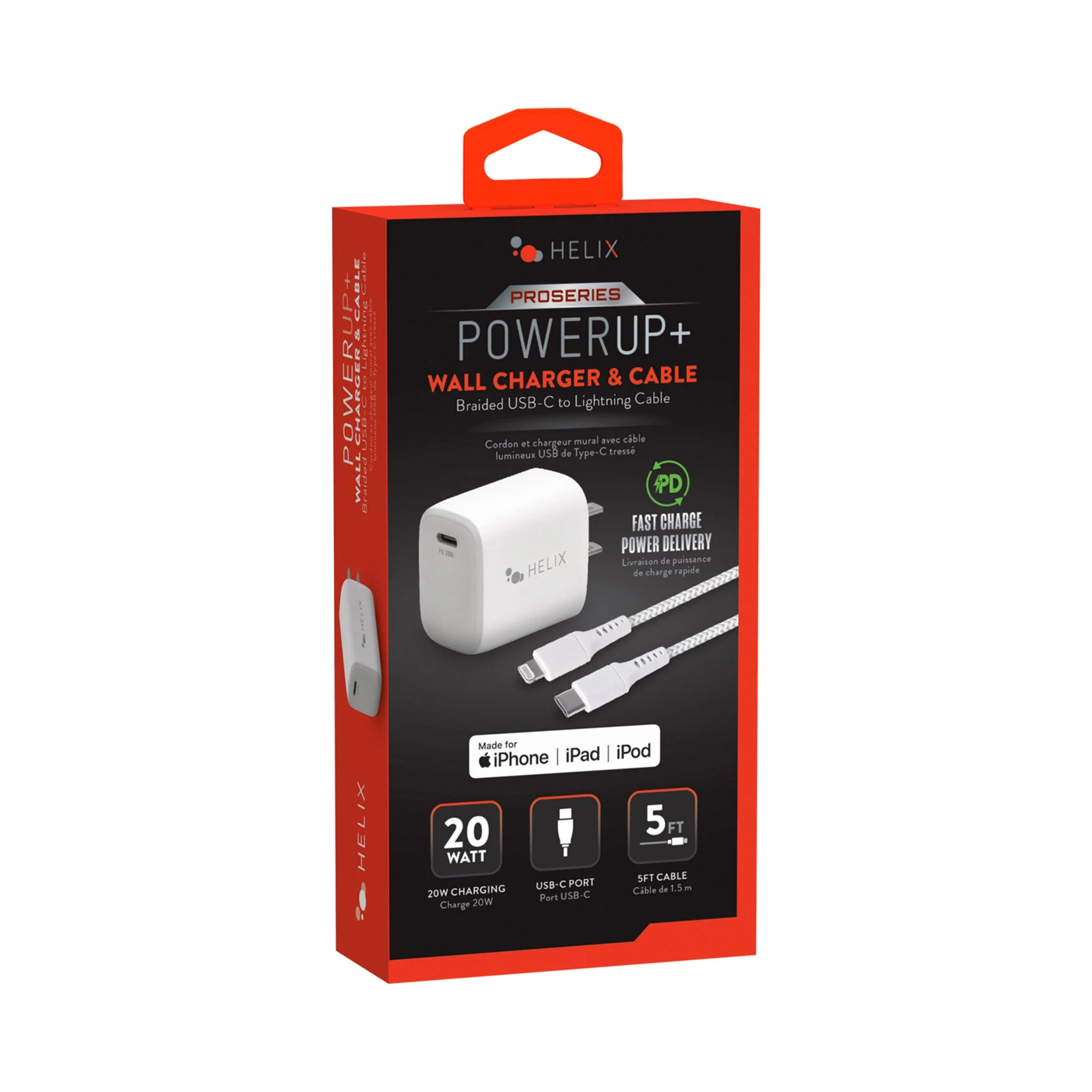 Helix ETHNBC20LT 20W PD USB-C Laptop Charger with 5ft Braided USB-C Cable - Image 2