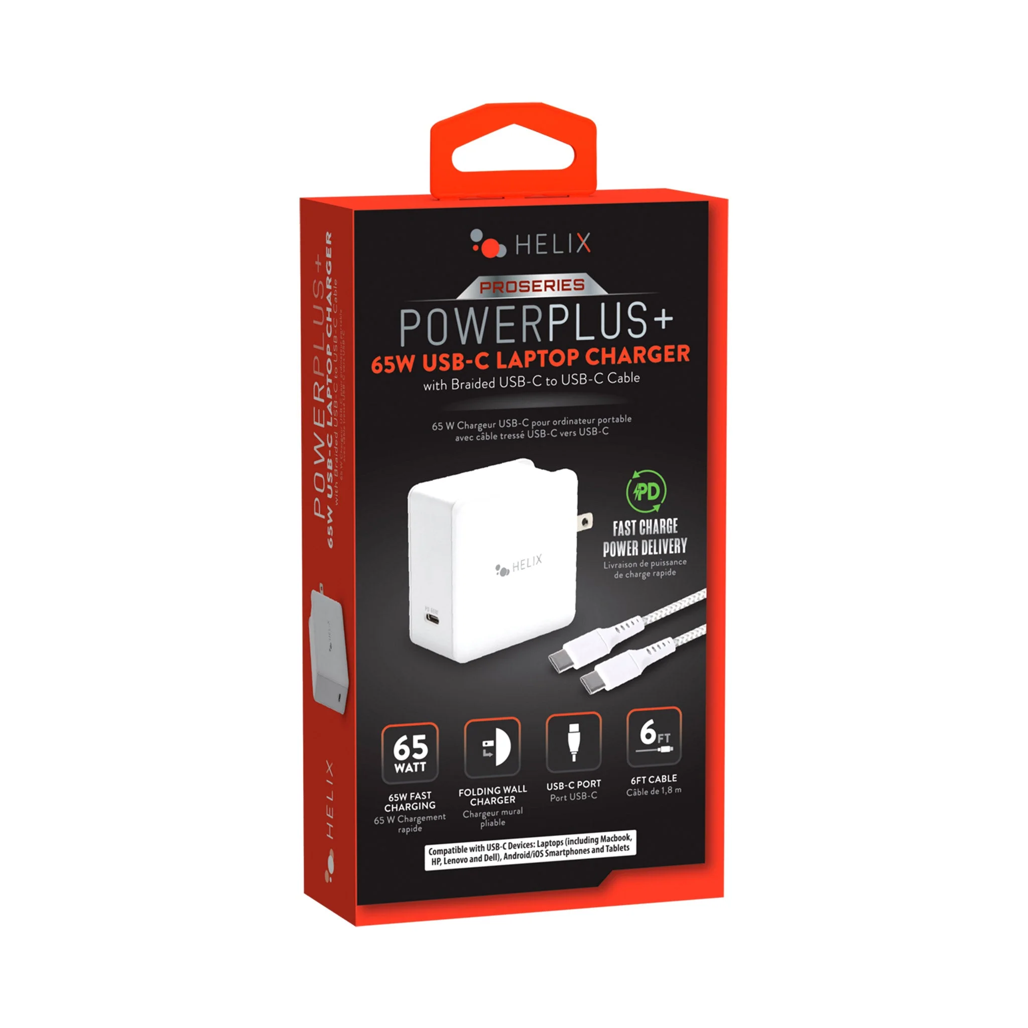 Helix ETHNBC65 65W PD USB-C Laptop Charger with 6ft Braided USB-C Cable - Image 2
