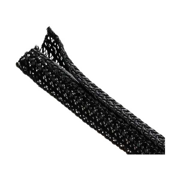 HellermannTyton Braided Split Wrap Sleeving, 0.25" PET, Black, Per ft. (BSPSW140)