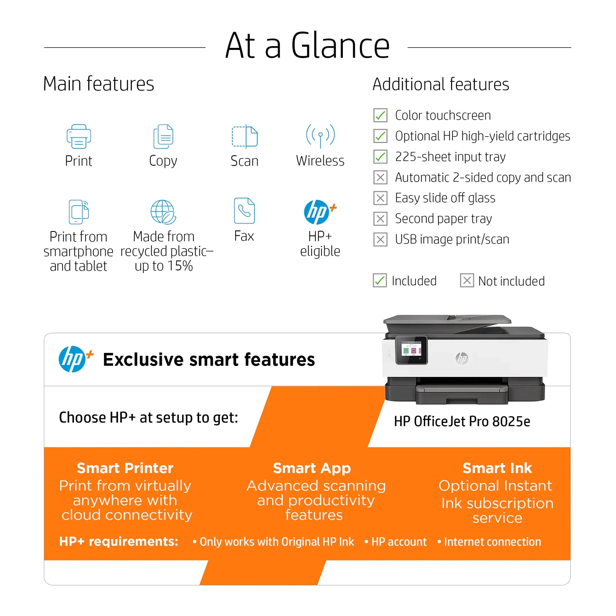 HP 1K7K3A#B1H OfficeJet Pro 8025e All-in-One Color Inkjet Printer/Copier/Fax/Scanner - Image 4