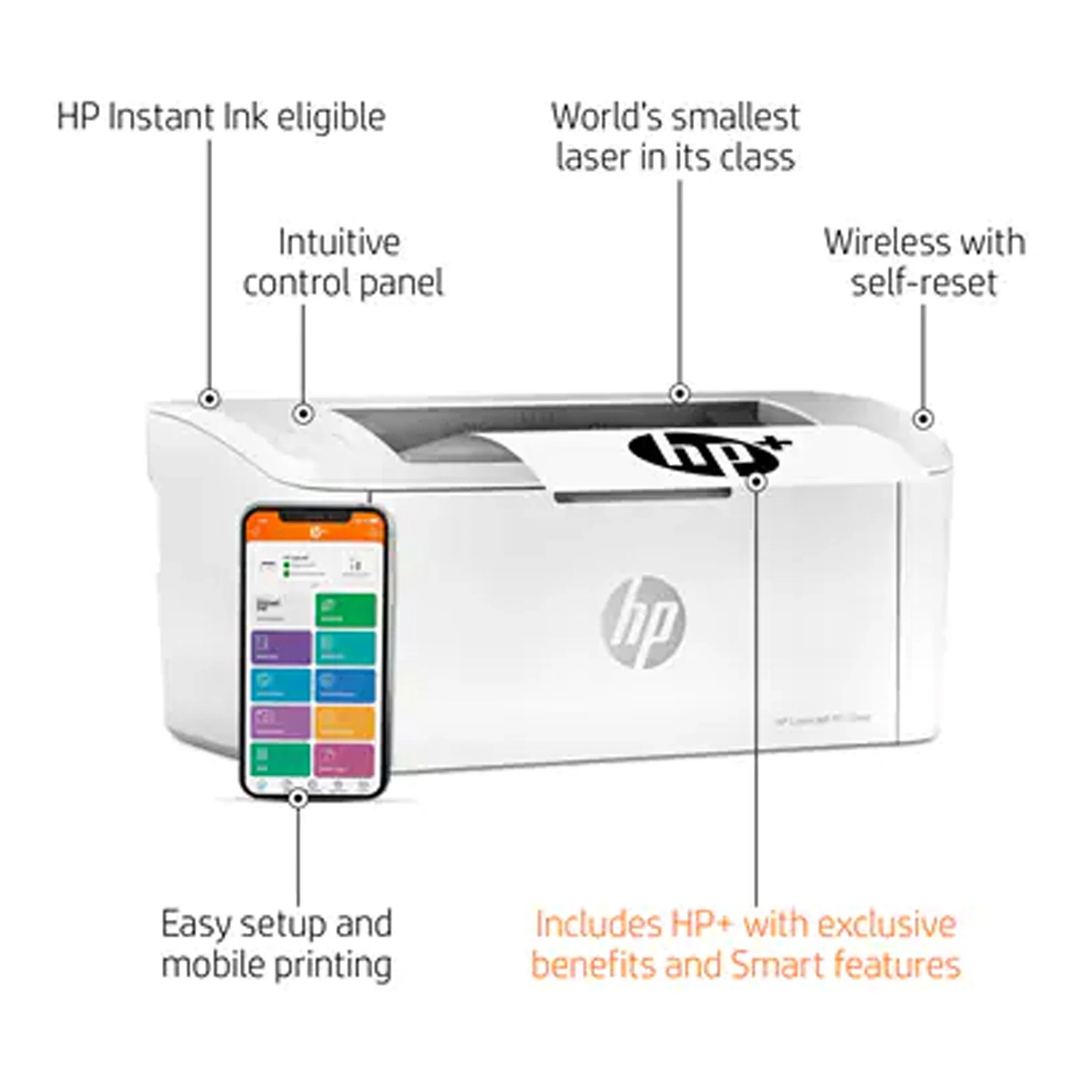 HP 7MD66E#BGJ LaserJet M110we Desktop Wireless Black & White Laser Printer - Image 10