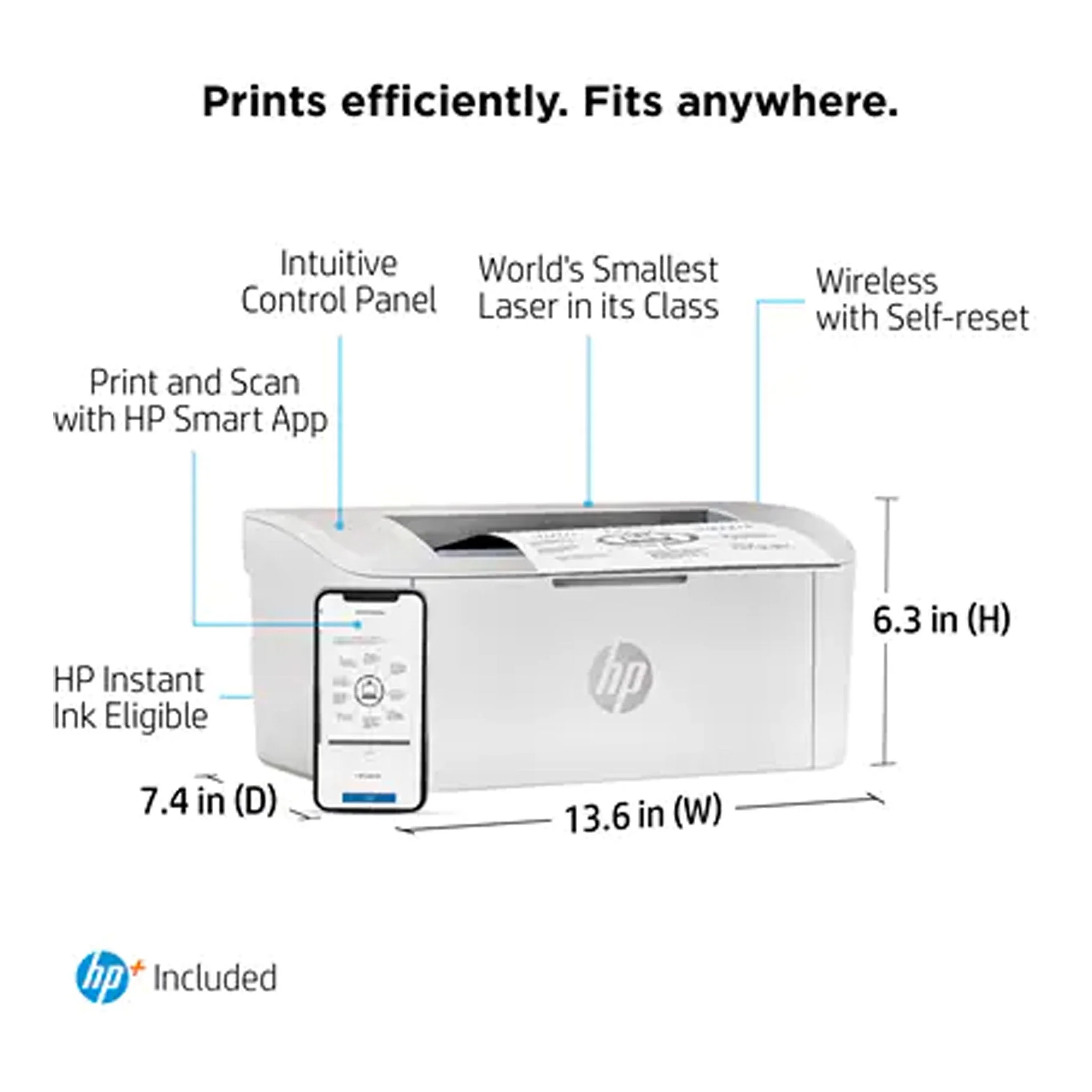 HP 7MD66E#BGJ LaserJet M110we Desktop Wireless Black & White Laser Printer - Image 9