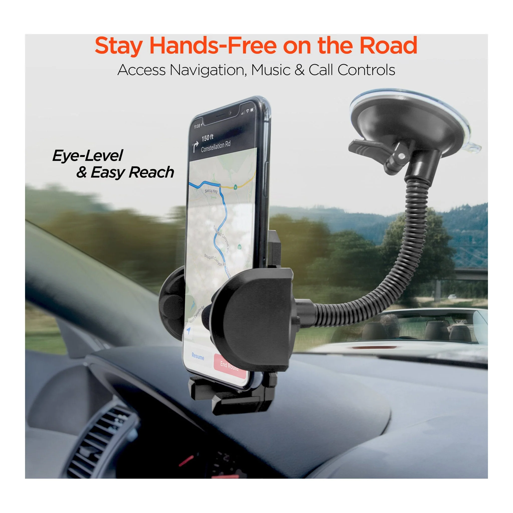 HyperGear 14369 Universal Windshield Phone Mount - Black - Image 3