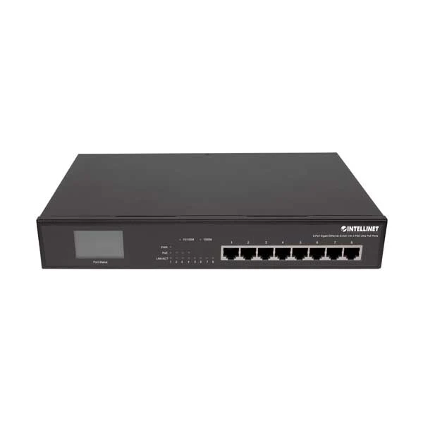 Intellinet 561310 8-Port Gigabit Ethernet Switch with 4 Ultra PoE Ports and LCD Screen - Image 2