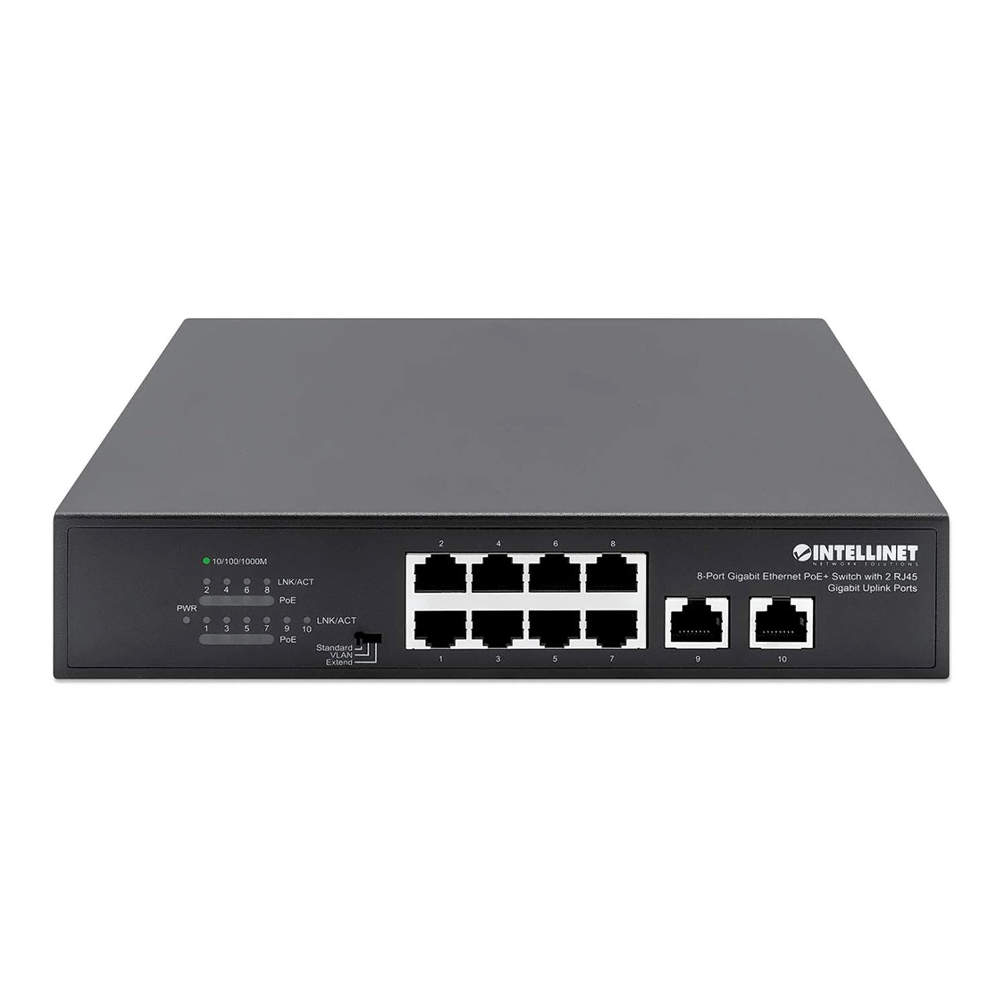 Intellinet 561402 8-Port Gigabit Ethernet PoE+ Switch with 2 RJ45 Gigabit Uplink Ports - Image 3