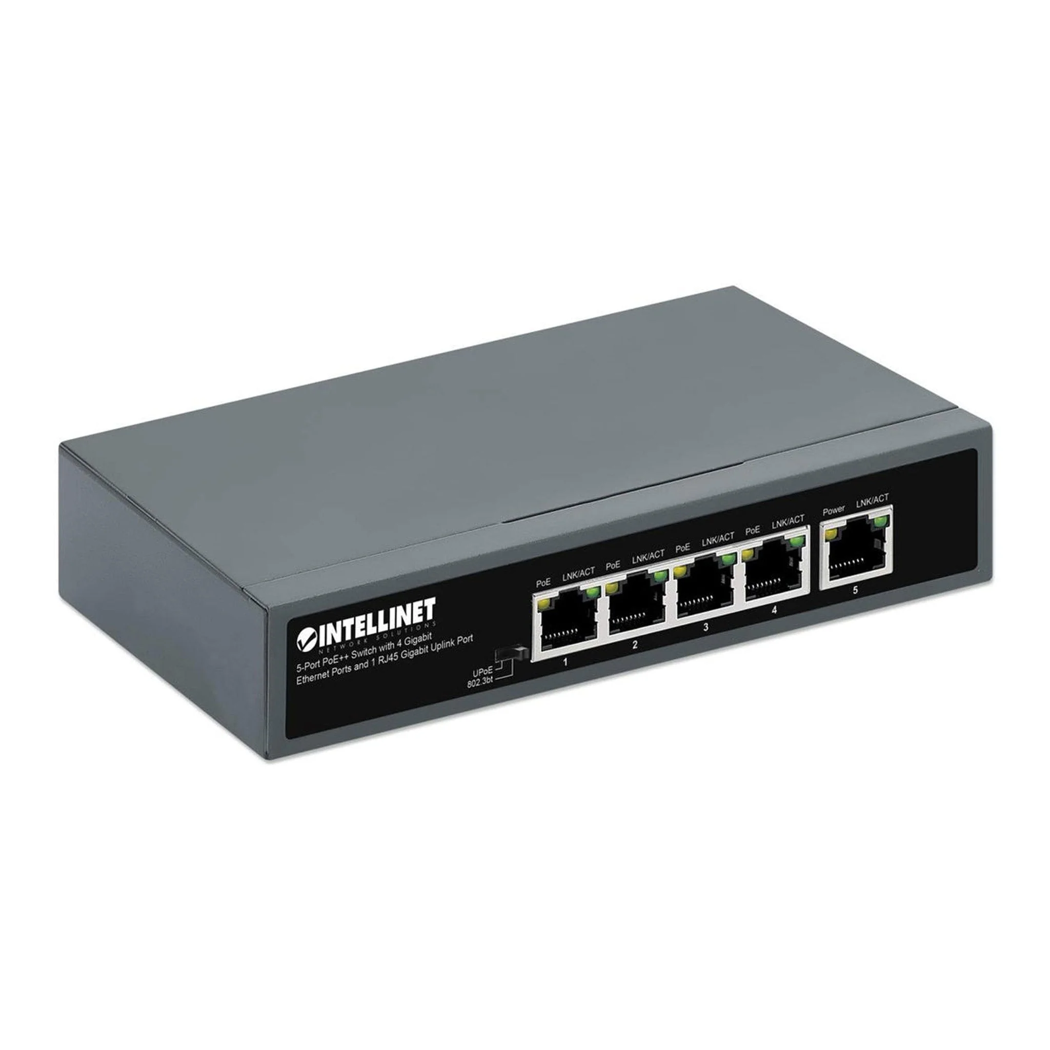 Intellinet 562010 5-Port PoE++ Switch with 4 Gigabit Ethernet Ports and 1 RJ45 Gigabit Uplink Port - Image 3
